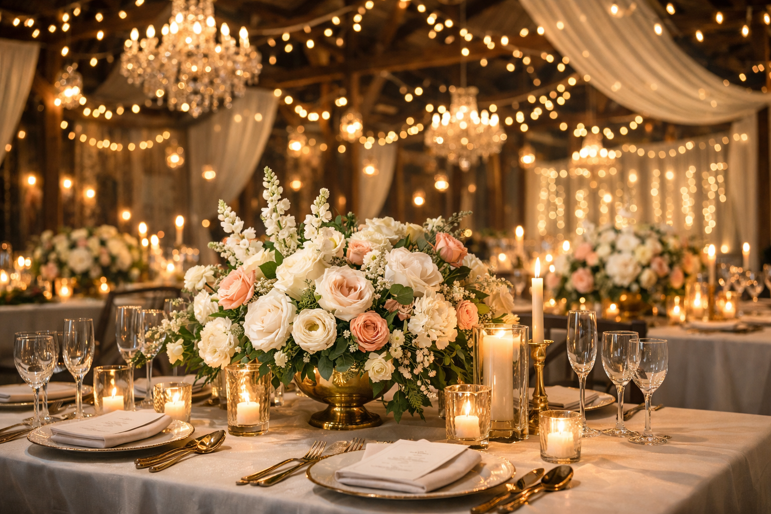 Zarif düğün mekânı dekorasyon konsepti