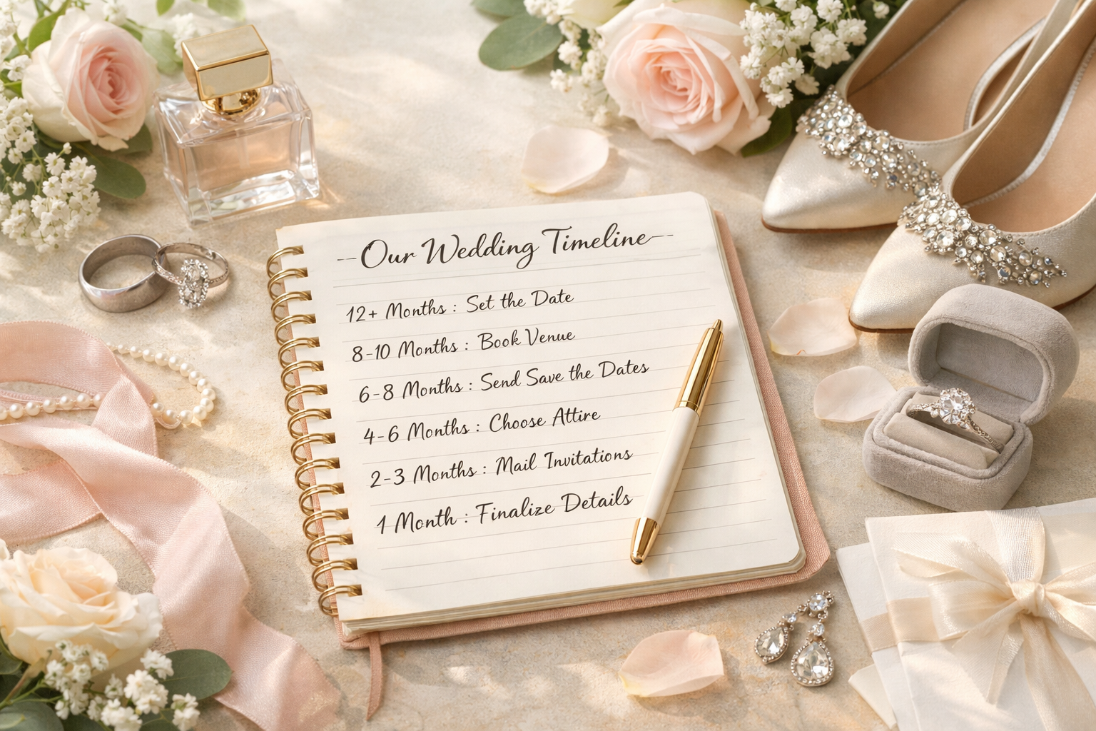 Düğün planlama takvimi ve not defteri